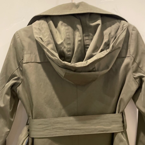 Michael Kors Belted Rain Trench Coat Removable Lining Hood Olive Green Size PXS - Picture 13 of 13